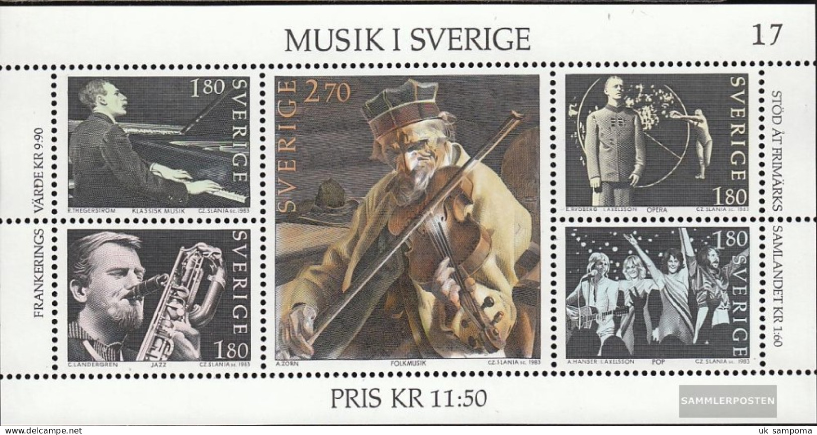 Sweden Block11 (complete Issue) Unmounted Mint / Never Hinged 1983 Music - Blocs-feuillets