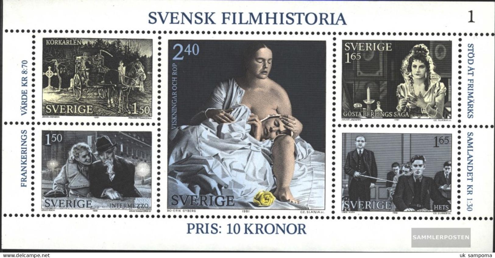 Sweden Block9 (complete Issue) Unmounted Mint / Never Hinged 1981 History Of Films - Blocs-feuillets