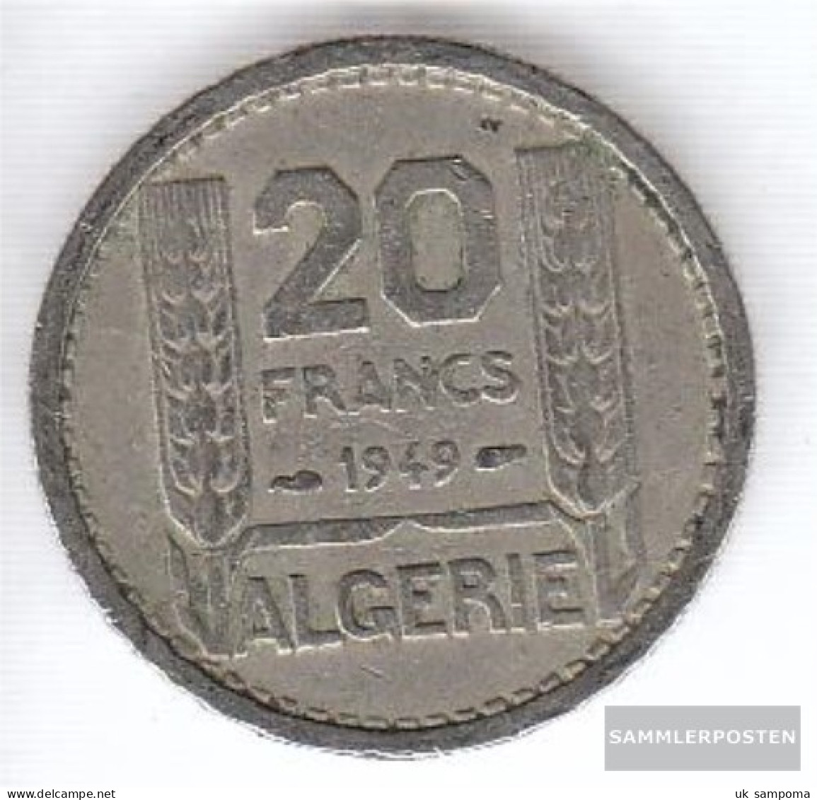 Algeria Km-number. : 91 1949 Very Fine Copper-Nickel Very Fine 1949 20 Francs Laureate - Argelia