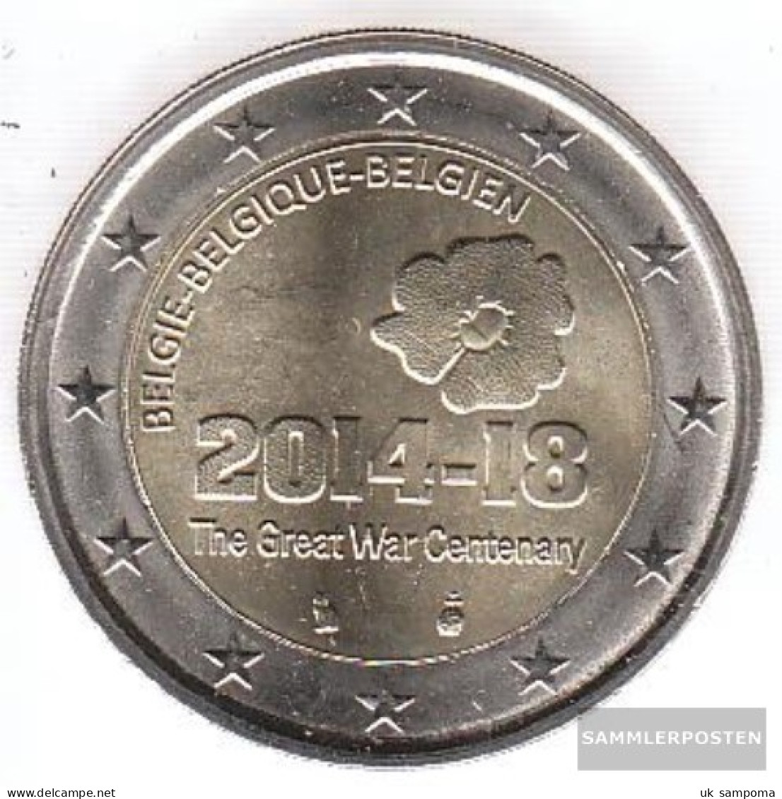 Belgium 2014 Stgl./unzirkuliert Reprint: 1,75 Million. Stgl./unzirkuliert 2014 2 Euro 100 J. Start 1. War - Belgium