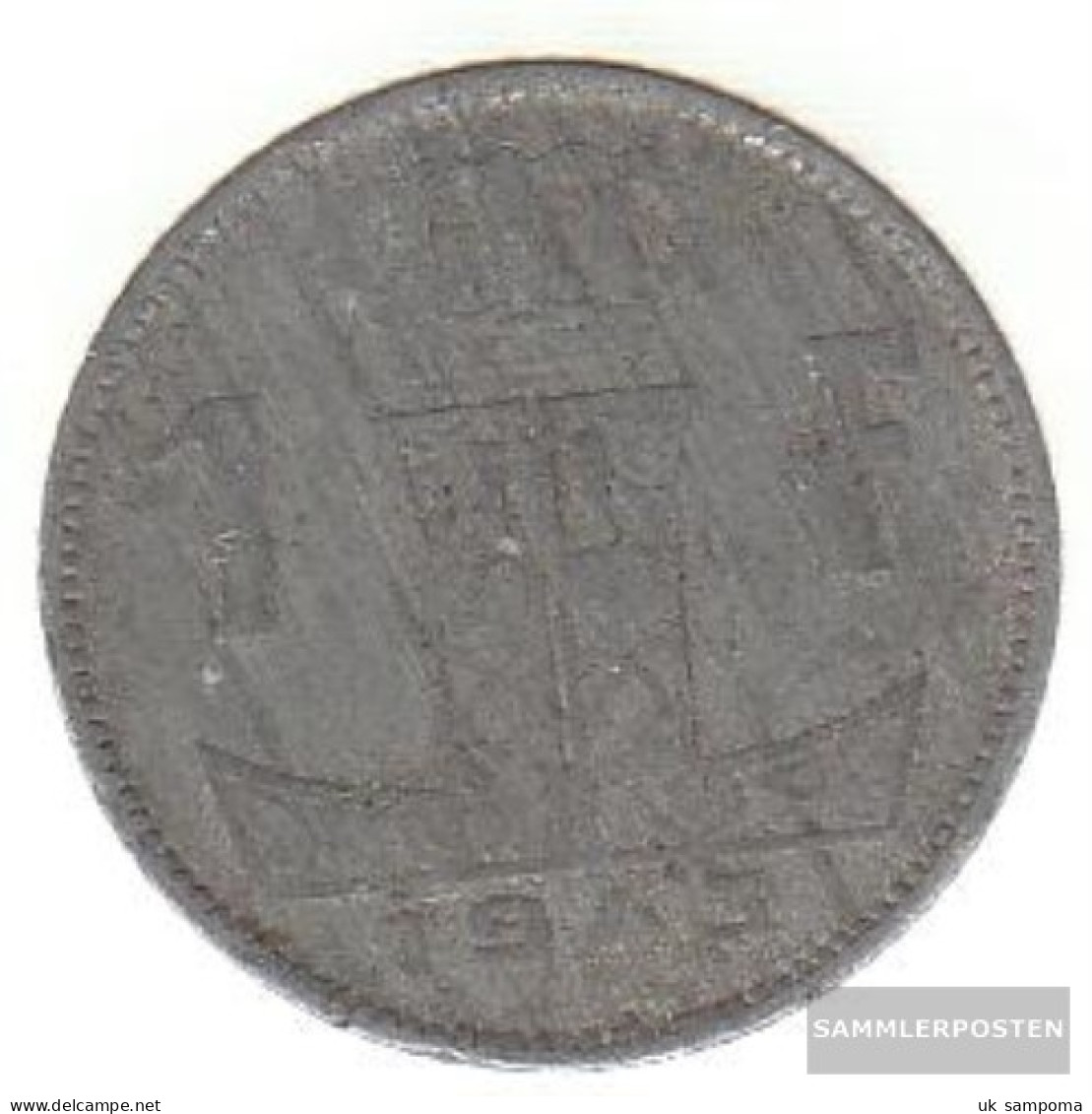Belgium Km-number. : 127 1941 Very Fine Zinc Very Fine 1941 1 Franc Leo On Shield - 1 Franc