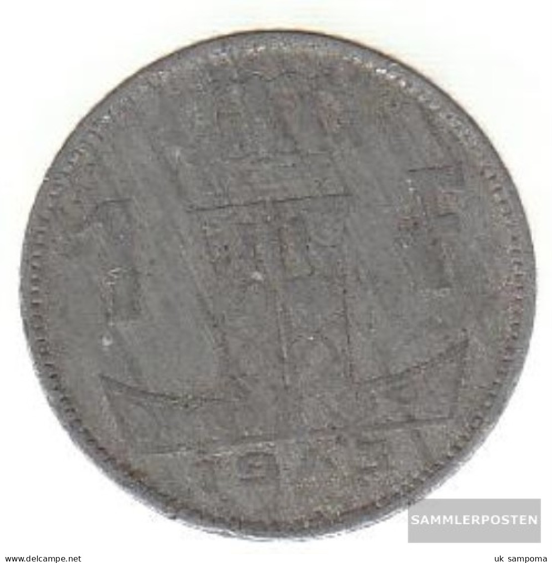 Belgium Km-number. : 127 1942 Very Fine Zinc Very Fine 1942 1 Franc Leo On Shield - 1 Franc