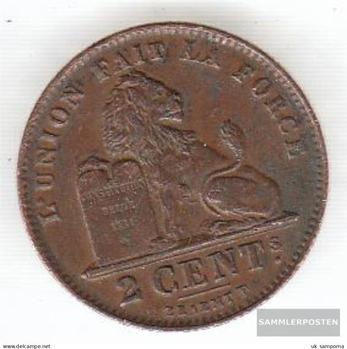 Belgium Km-number. : 64 1912 Very Fine Copper Very Fine 1912 2 Centimes Sitting Leo - 2 Cents