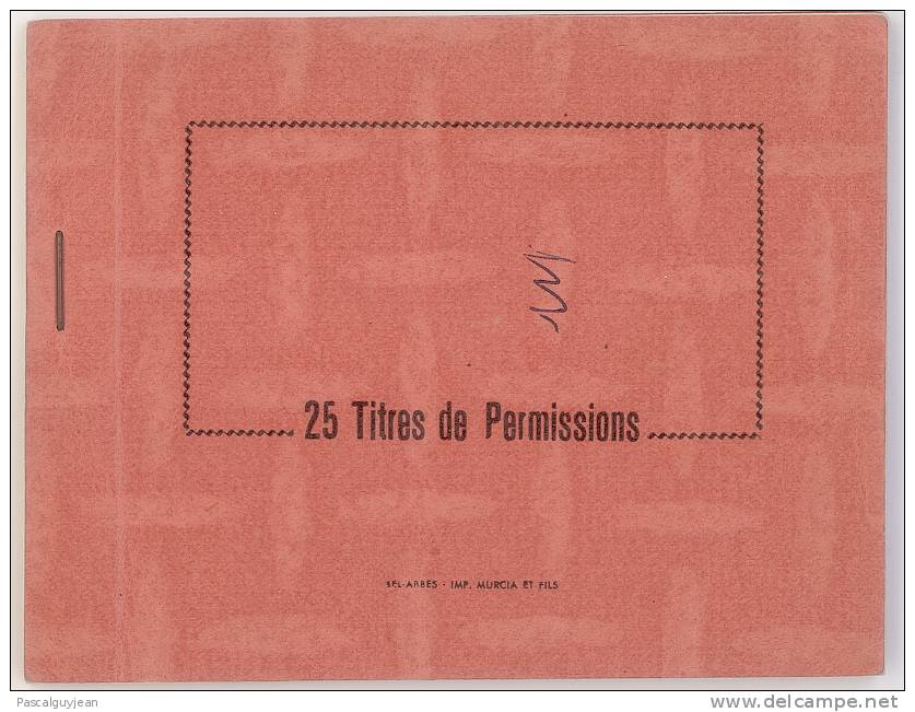 CARNET ENTEME 25 TITRES DE PERMISSION ANNEES 50 - Autres & Non Classés