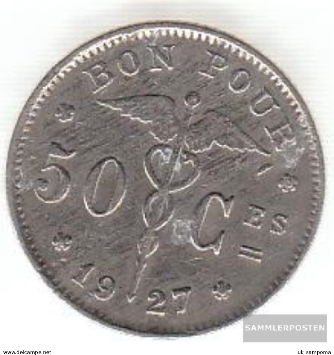 Belgium Km-number. : 87 1927 Very Fine Nickel Very Fine 1927 50 Centimes Knieende Allegory - 50 Centimes