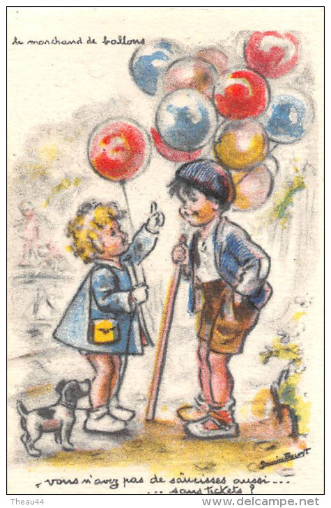 ¤¤  -  Ilustrateur  - " Germaine BOURET "  -  Carte Miniature (dim 7.8 X 5)  -  Le Marchand De Ballons  -  ¤¤ - Bouret, Germaine