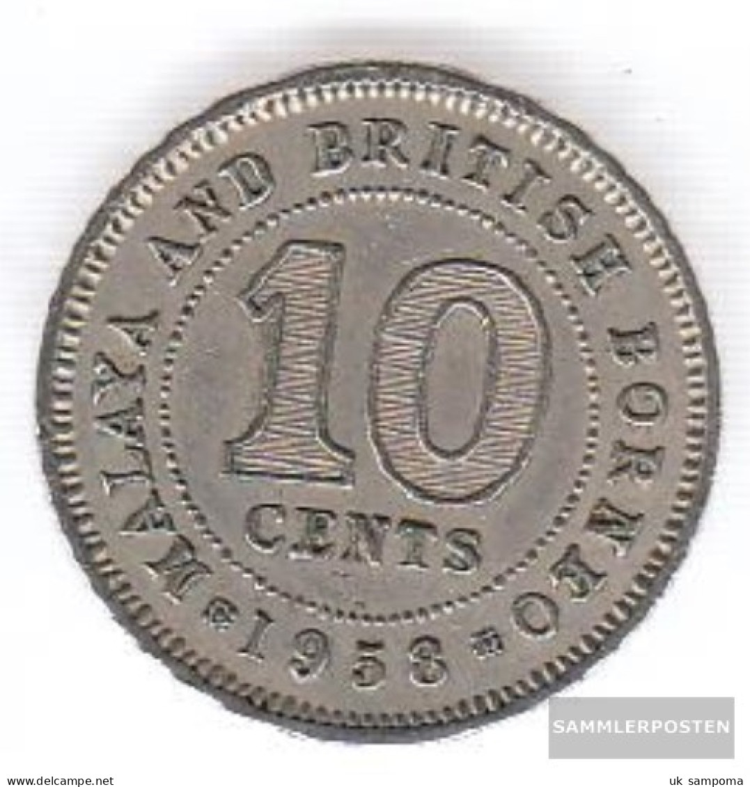 British. Malaya And Nordborneo Km-number. : 2 1956 Very Fine Copper-Nickel Very Fine 1956 10 Cents Elizabeth II. - Kolonies