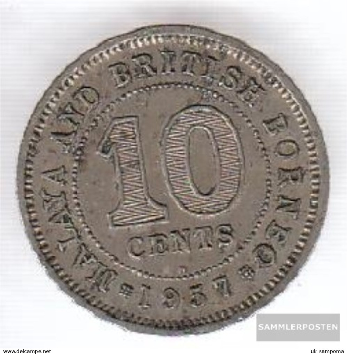 British. Malaya And Nordborneo Km-number. : 2 1957 H Very Fine Copper-Nickel Very Fine 1957 10 Cents Elizabeth II. - Kolonies