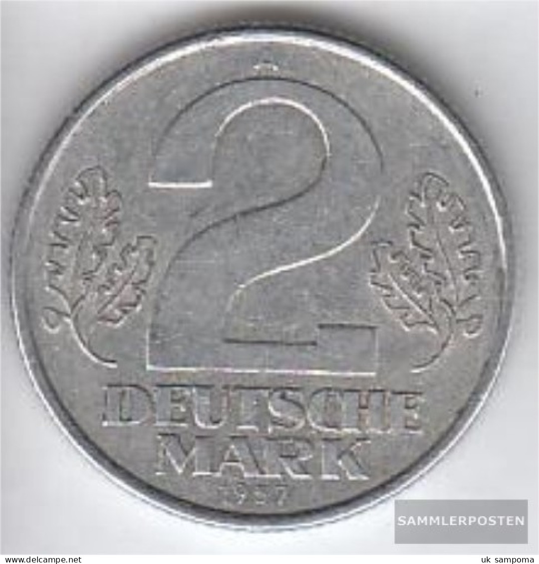 DDR Jägernr: 1515 1957 A Very Fine Aluminum Very Fine 1957 2 German Mark State Emblem - 2 Marcos