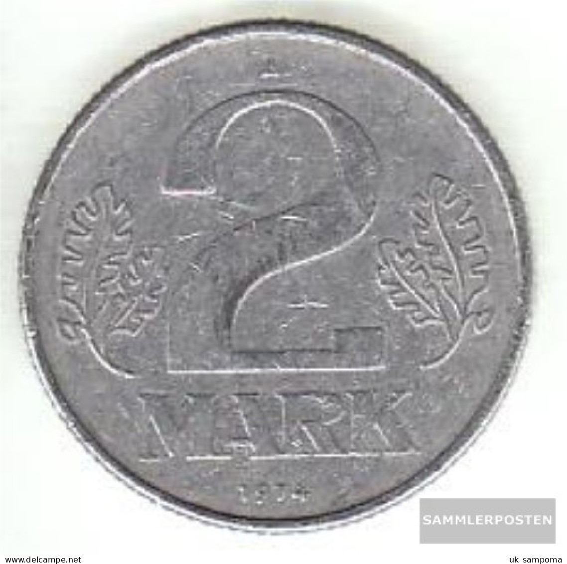 DDR Jägernr: 1516 1974 A Very Fine Aluminum Very Fine 1974 2 Mark State Emblem - 2 Mark