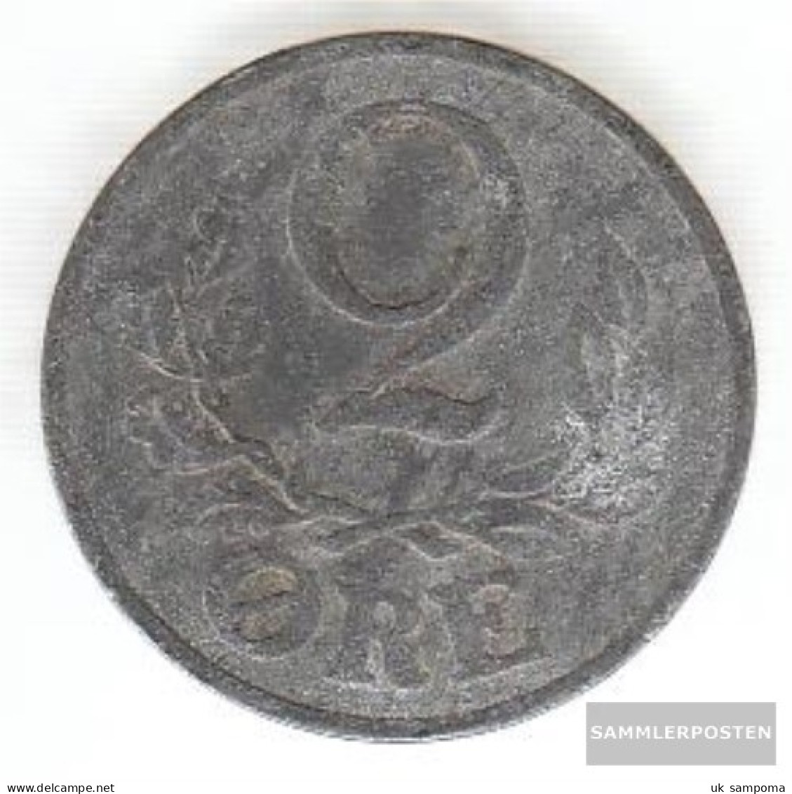 Denmark Km-number. : 833 1944 Very Fine Zinc Very Fine 1944 2 Öre Gekröntes Monogram - Denmark