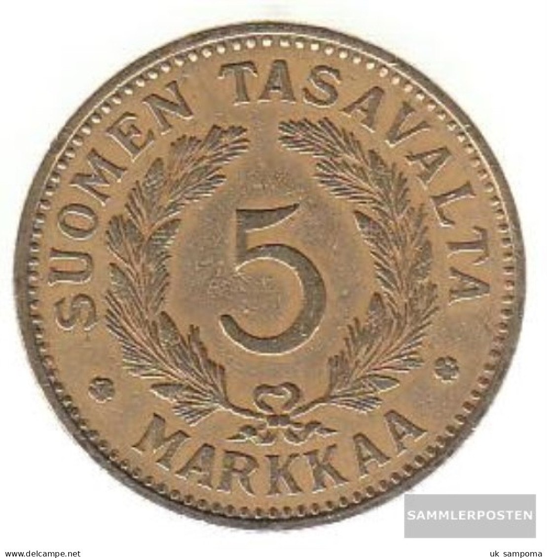 Finland Km-number. : 31 1933 Very Fine Aluminum-Bronze Very Fine 1933 5 Markkaa Crest - Finlandia