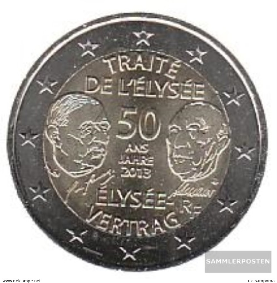 France 2013 Stgl./unzirkuliert Stgl./unzirkuliert 2013 2 Euro 50 Years Elysée-Contract - France