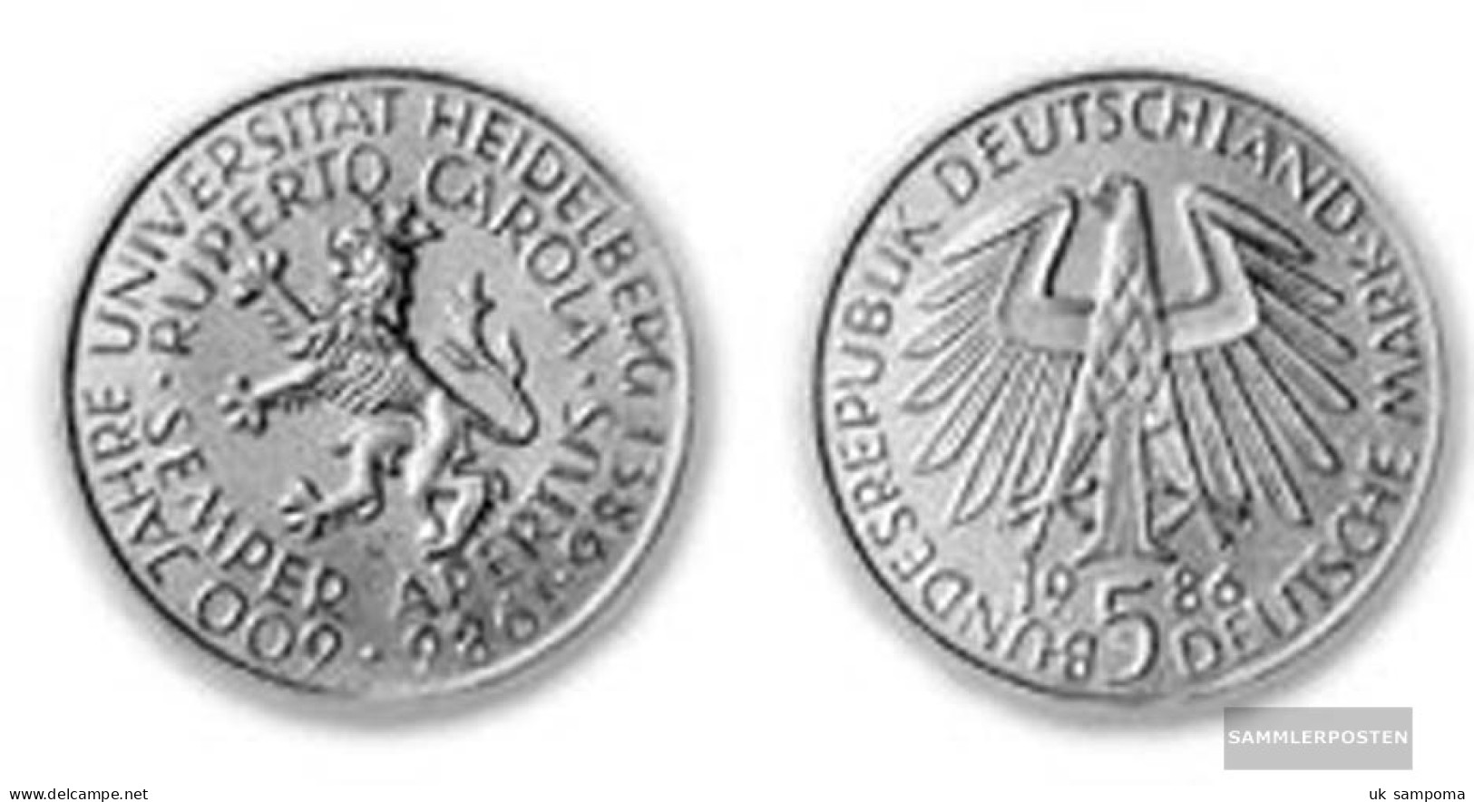 FRD (FR.Germany) Jägernr: 439 1986 D Stgl./unzirkuliert Copper-Nickel Stgl./unzirkuliert 1986 5 DM Heidelberg - Commemorations