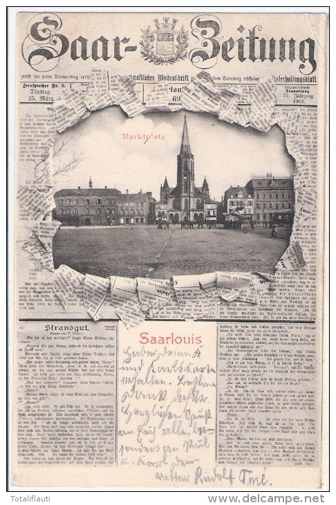 Saar Zeitung SAARLOUIS Marktplatz 23.9.1902 Gelaufen - Kreis Saarlouis