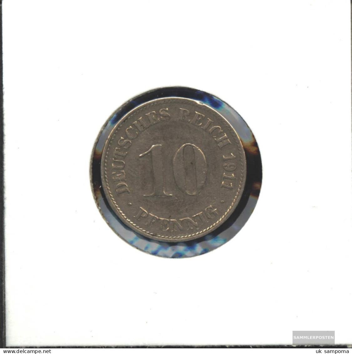 German Empire Jägernr: 13 1911 E Extremely Fine Copper-Nickel Extremely Fine 1911 10 Pfennig Large Imperial Eagle - 10 Pfennig