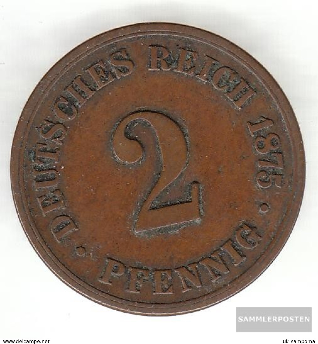German Empire Jägernr: 2 1875 D Fine Bronze Fine 1875 2 Pfennig Smaller Imperial Eagle - 2 Pfennig