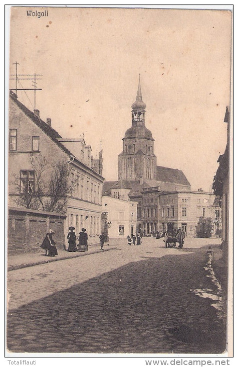 WOLGAST Strasse Zur Kirche Belebt Kaisers Kaffee Geschäft 25.6.1913 Gelaufen - Wolgast