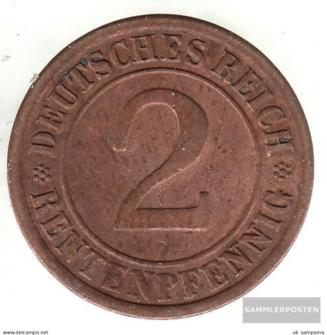 German Empire Jägernr: 307 1923 D Very Fine Bronze Very Fine 1923 2 Rentenpfennig Ährengarbe - Turkey