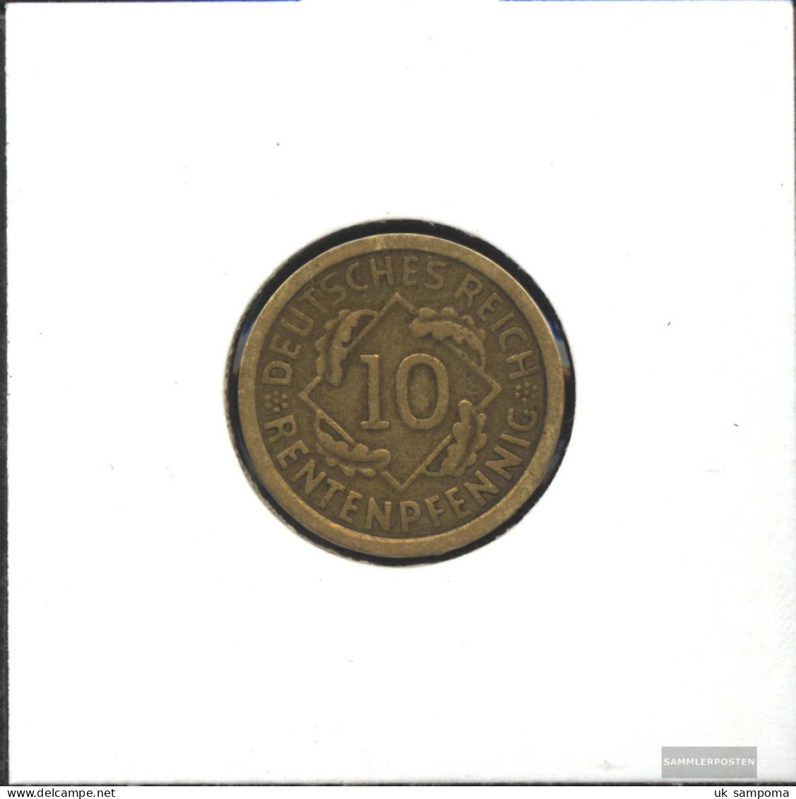 German Empire Jägernr: 309 1923 D Very Fine Aluminum-Bronze Very Fine 1923 10 Rentenpfennig Spikes - Yugoslavia