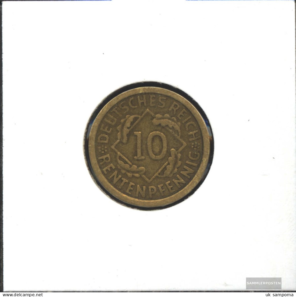 German Empire Jägernr: 309 1924 F Very Fine Aluminum-Bronze Very Fine 1924 10 Rentenpfennig Spikes - Yugoslavia