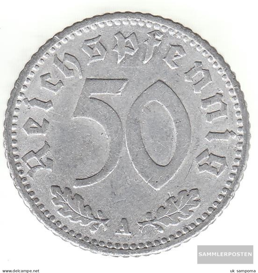 German Empire Jägernr: 368 1935 F Very Fine Aluminum Very Fine 1935 50 Reich Pfennig Imperial Eagle - 50 Reichspfennig