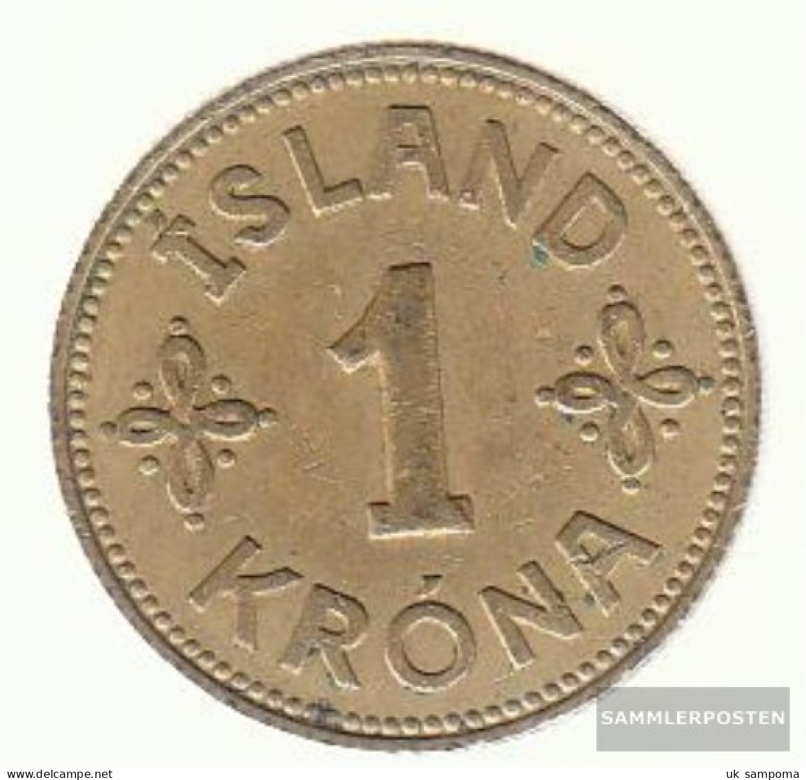 Iceland Km-number. : 3 1940 Very Fine Aluminum-Bronze Very Fine 1940 1 Krona Gekröntes Crest - Iceland