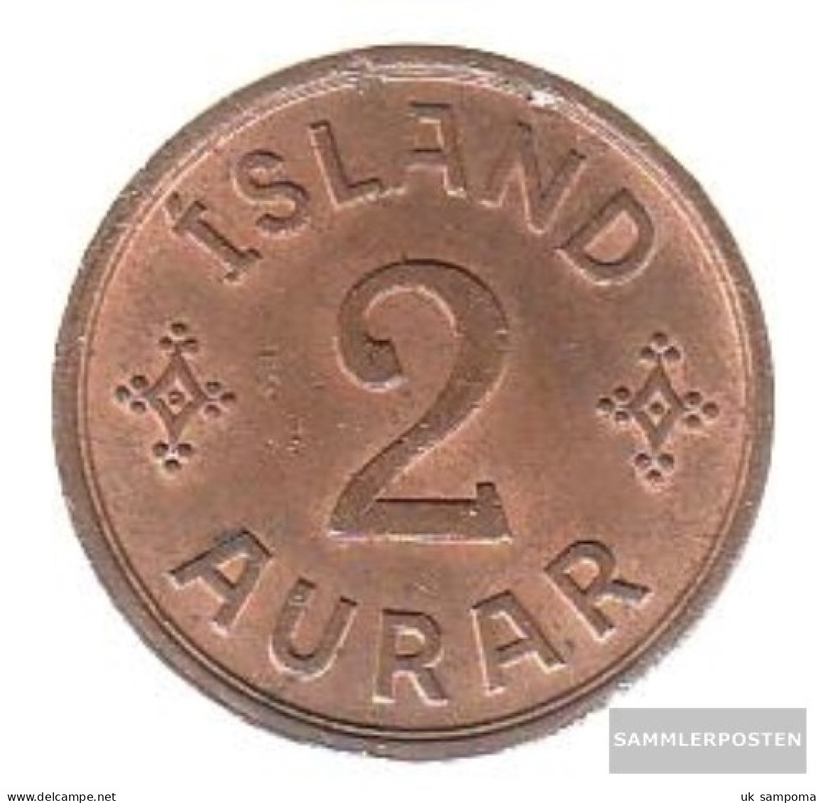 Iceland Km-number. : 6 1938 Very Fine Bronze Very Fine 1938 2 Aurar Gekröntes Monogram - Islande