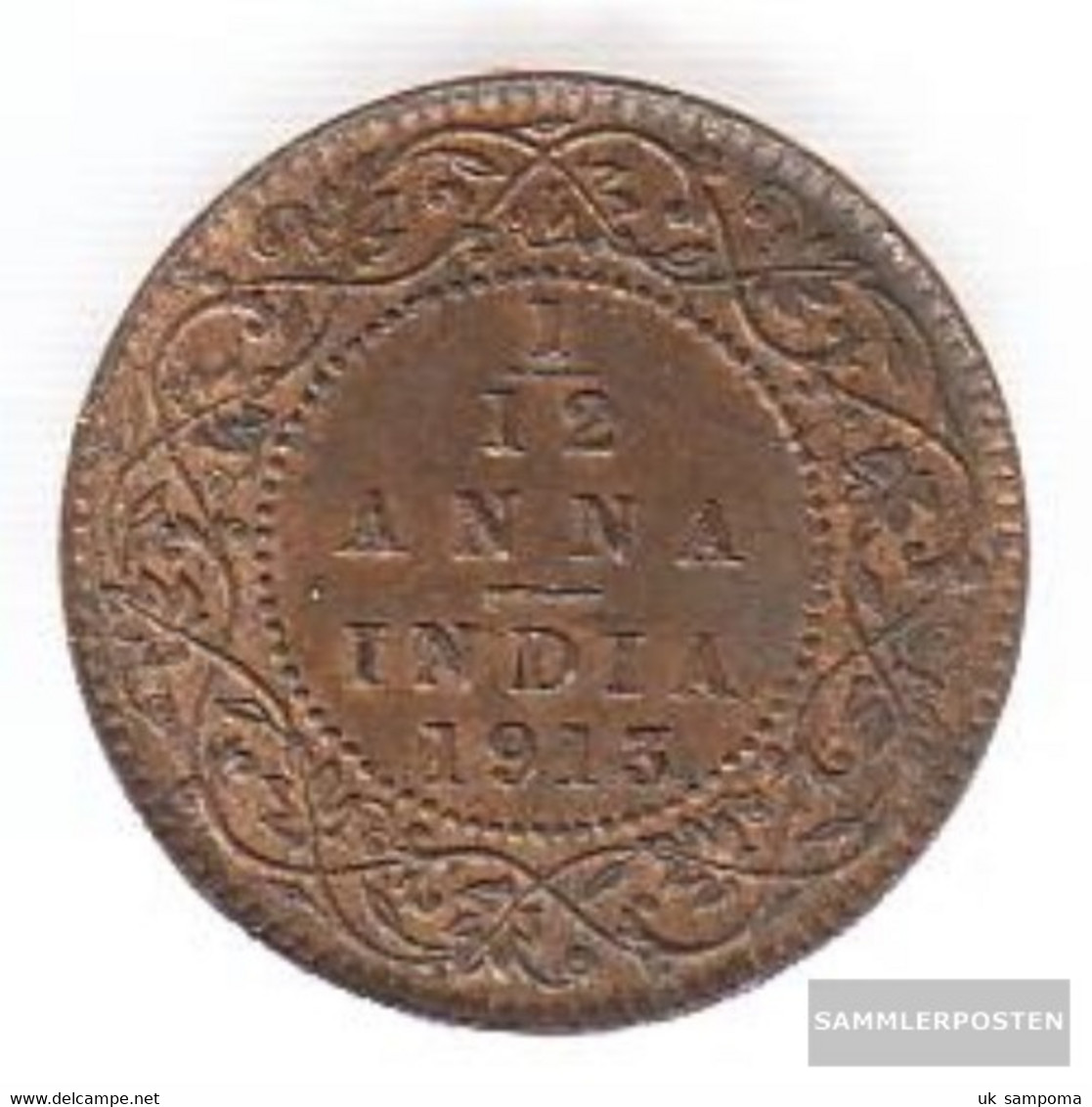 India Km-number. : 509 1918 Very Fine Bronze Very Fine 1918 1/12 Anna George V. - India