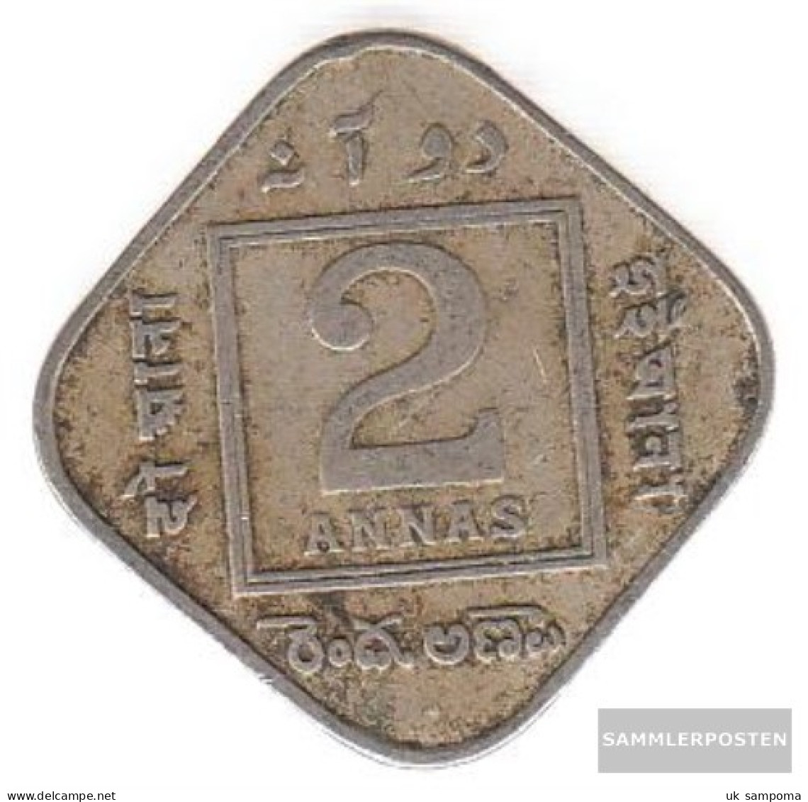 India Km-number. : 516 1918 Very Fine Copper-Nickel Very Fine 1918 2 Annas George V. - India