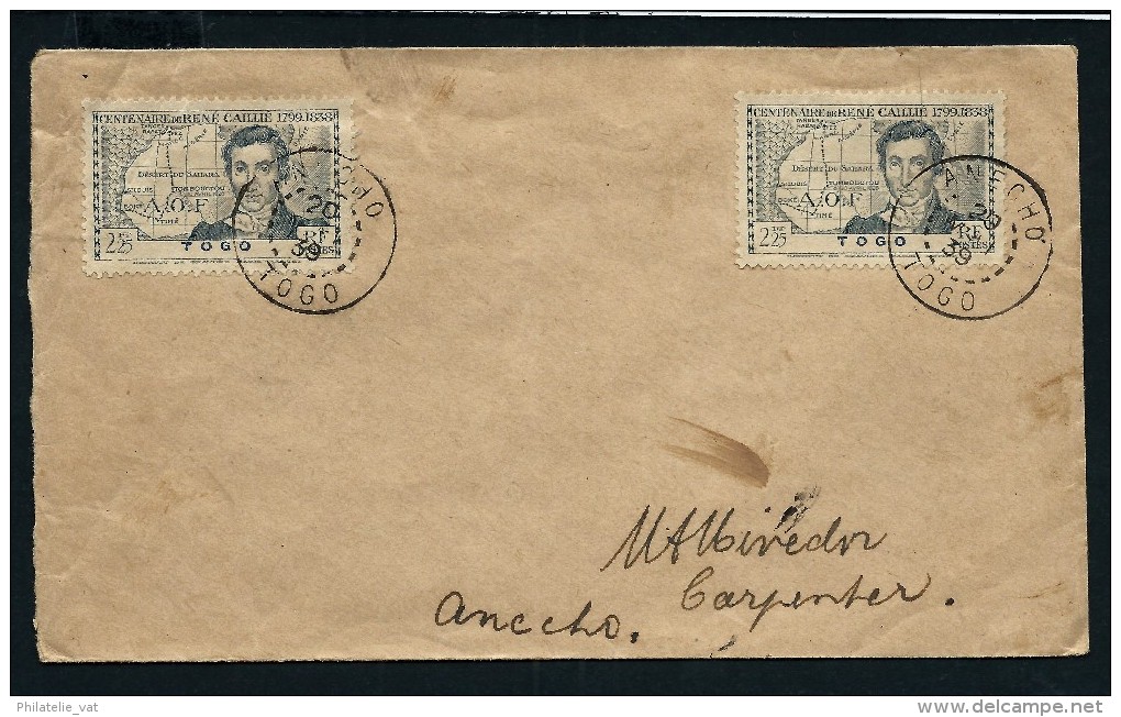 TOGO-Oblitération D´Anecho Du  20 Avril 1939 Sur Enveloppe Avec Timbre De René Caillié (sorti Le 5 Avril) à Voir P6512 - Storia Postale