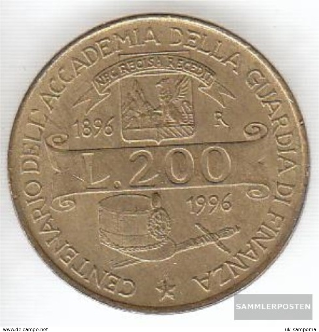 Italy Km-number. : 184 1996 Stgl./unzirkuliert Aluminum-Bronze Stgl./unzirkuliert 1996 200 Lire Academy - 200 Liras