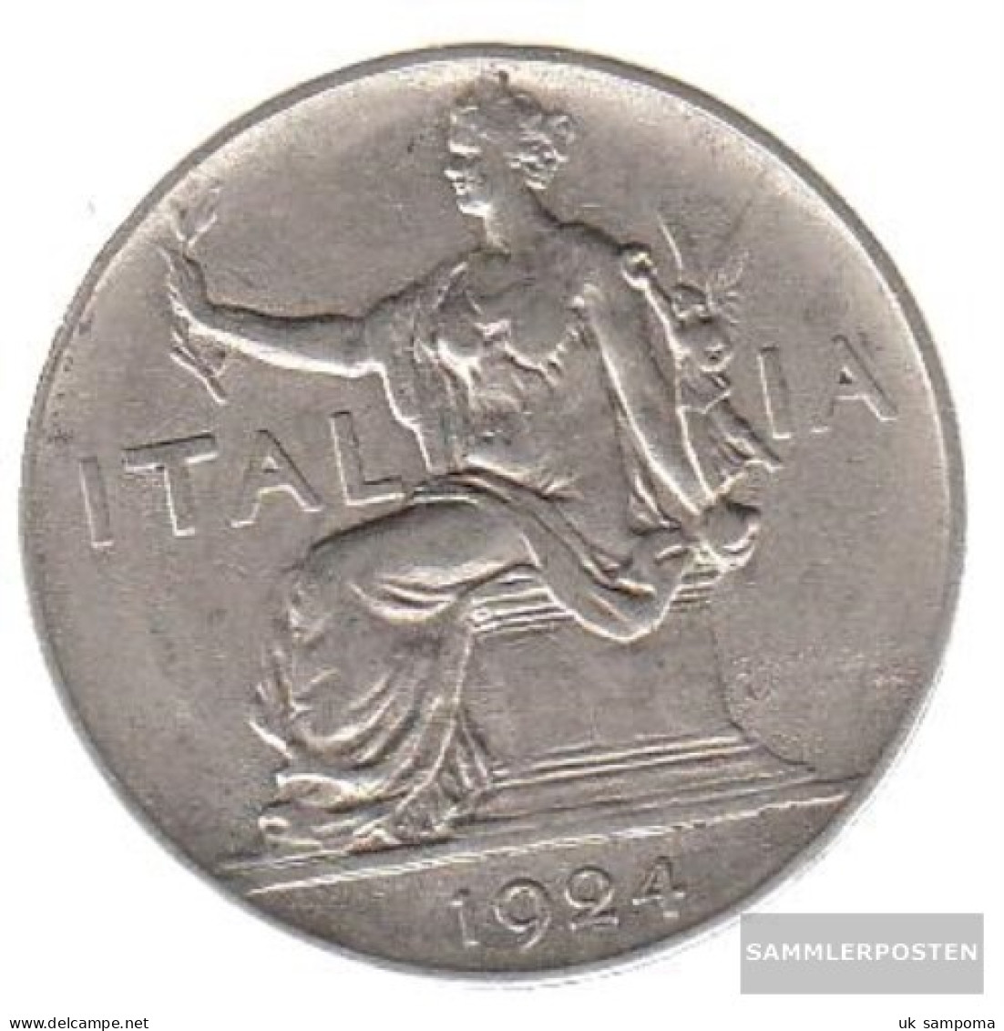 Italy Km-number. : 62 1923 Very Fine Nickel Very Fine 1923 1 Lira Sedentary Woman - 1900-1946 : Victor Emmanuel III & Umberto II