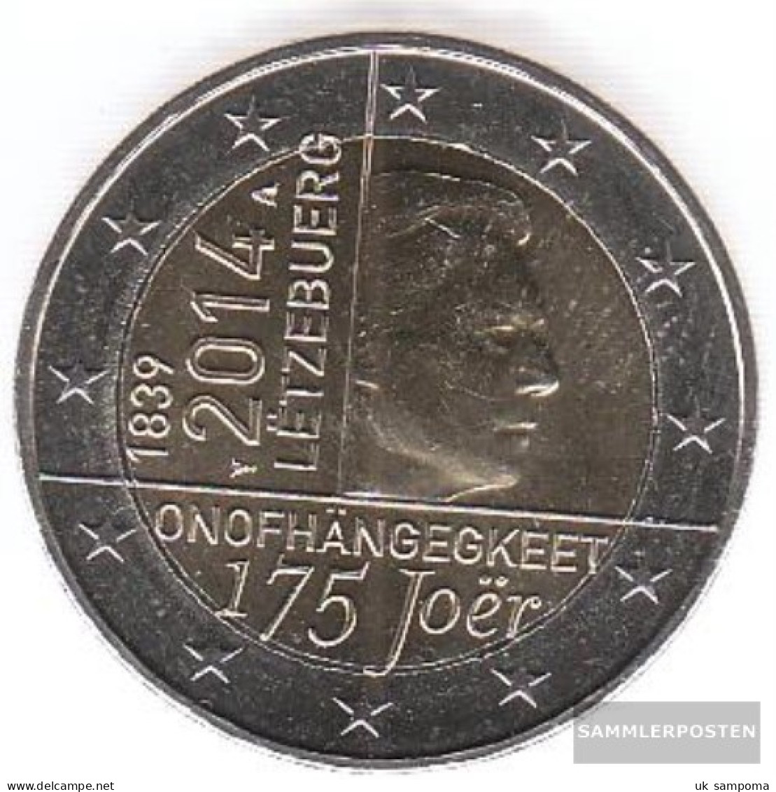 Luxembourg 2014 Stgl./unzirkuliert Reprint: 510.000 Stgl./unzirkuliert 2014 2 Euro 175 Years Independence - Luxembourg