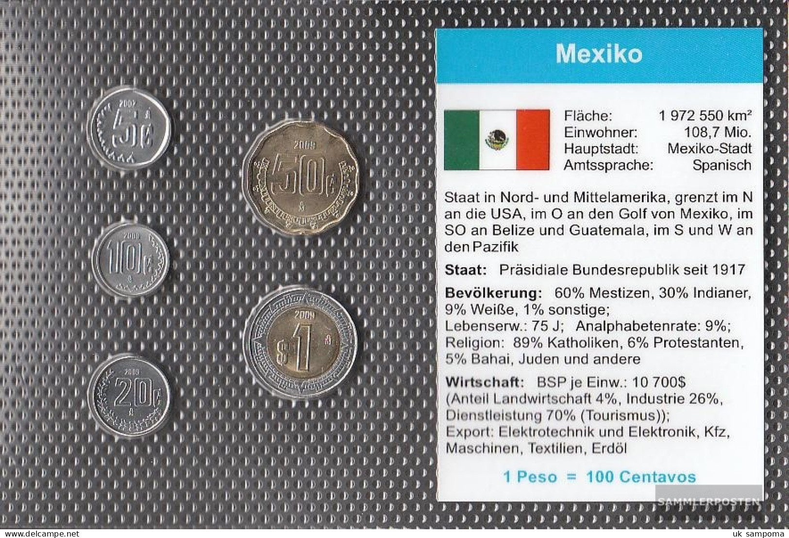 Mexico Stgl./unzirkuliert Kursmünzen Stgl./unzirkuliert 2002-2009 5 Centavos Bis1 Peso - Messico