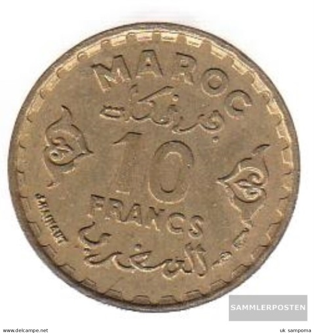 Morocco Km-number. : 49 1371 Extremely Fine Aluminum-Bronze Extremely Fine 1371 10 Francs Star - Morocco