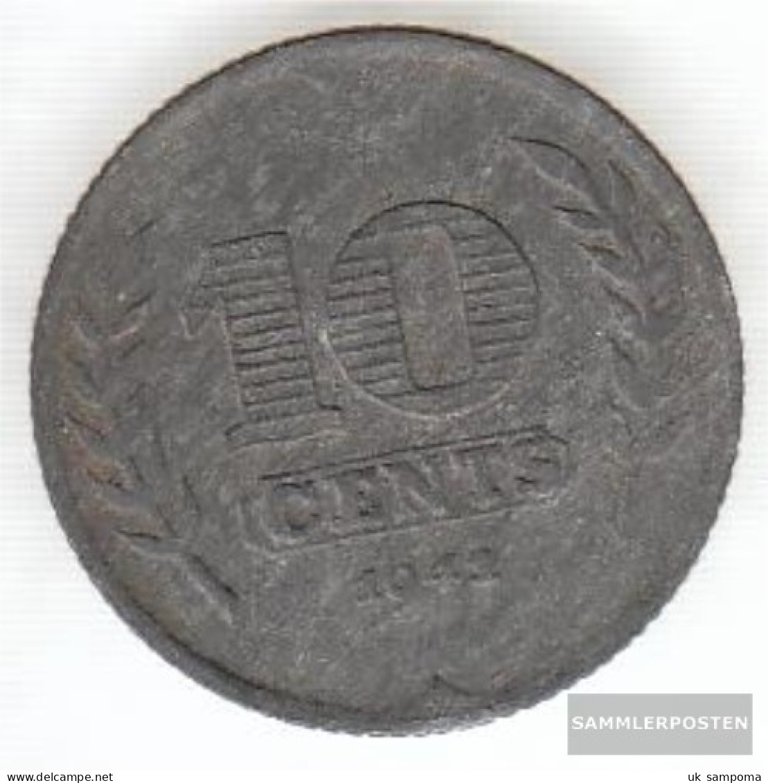 Netherlands Km-number. : 173 1943 Extremely Fine Zinc Extremely Fine 1943 10 Cents Tulips - 10 Cent