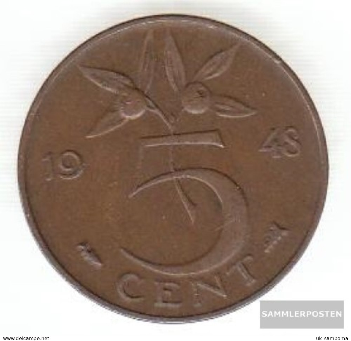 Netherlands Km-number. : 176 1948 Very Fine Bronze Very Fine 1948 5 Cents Wilhelmina I. - 5 Cent