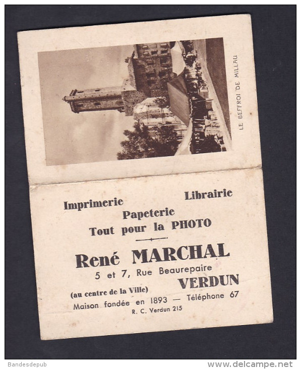 Calendrier De Poche 1942 Publicitaire - Millau -  Imprimerie Librairie Papeterie Photo Rene Marchal - Verdun Sur Meuse - Formato Piccolo : 1941-60