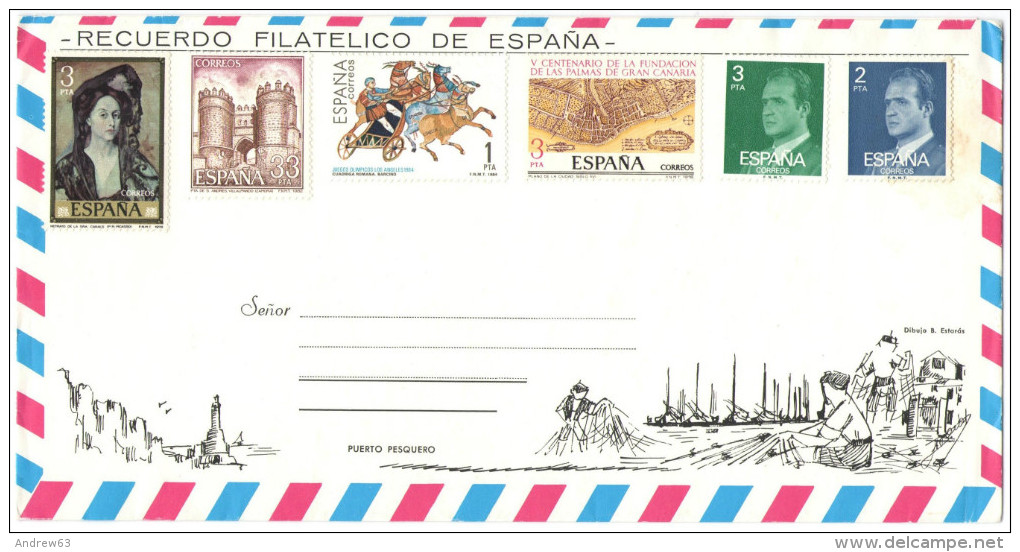 SPAGNA - ESPAÑA - Spain - Espagne - 6 Stamps - Recuerdo Filatélico De Espana - Puerto Pesquero - Palma De Mallorca - ... - Covers & Documents