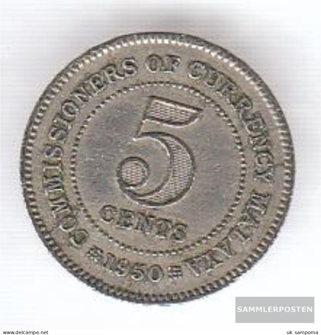 UK Administration Malaya Km.-number.: 7 1950 Very Fine Copper-Nickel Very Fine 1950 5 Cents George VI. - Colonies
