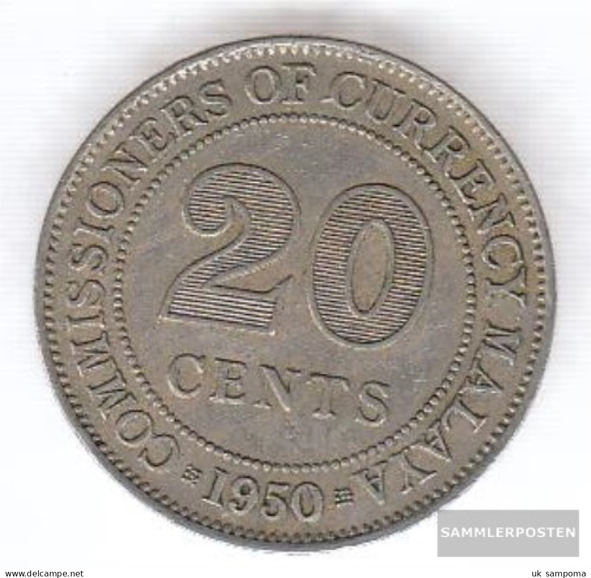 UK Administration Malaya Km-number. : 9 1948 Very Fine Copper-Nickel Very Fine 1948 20 Cents George VI. - Kolonies