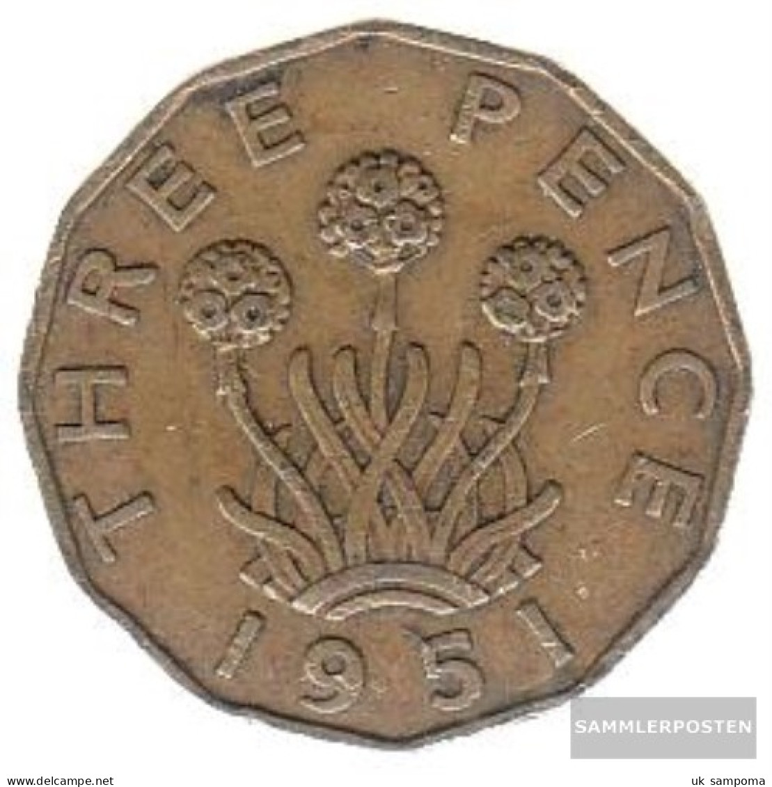 United Kingdom Km-number. : 873 1950 Very Fine Nickel-brass Very Fine 1950 3 Pence George VI. - F. 3 Pence