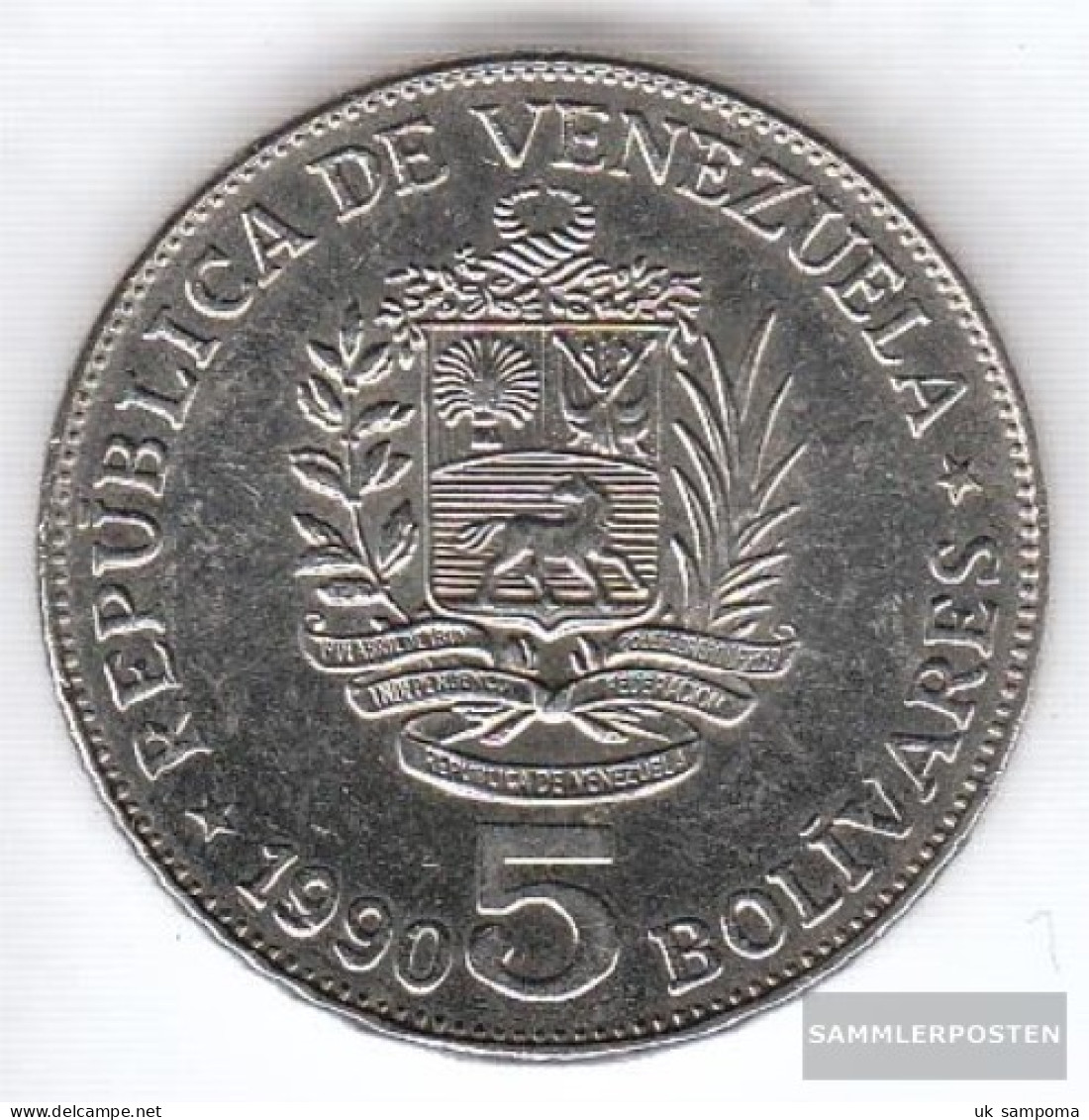 Venezuela Km-number. : 53 1990 Type A.3 Extremely Fine StAhl, Nickel PlAttiert Extremely Fine 1990 5 Bolivares Crest - Venezuela