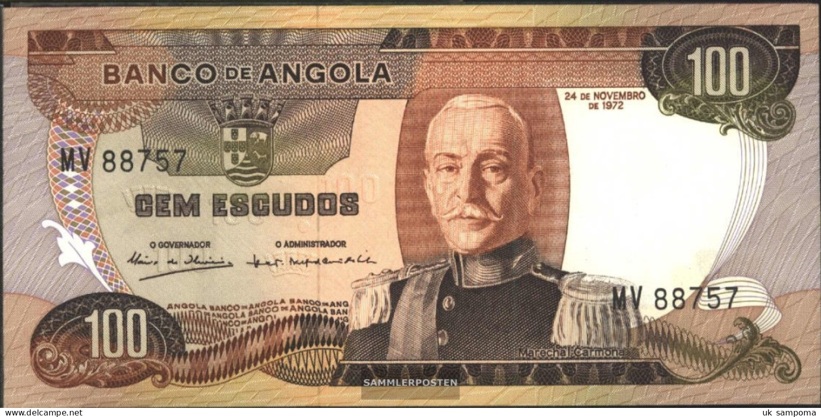 Angola Pick-number: 101 Uncirculated 1972 100 Escudos - Angola
