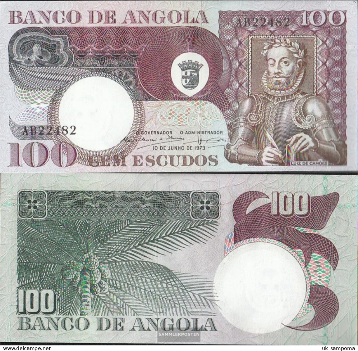 Angola Pick-number: 106 Uncirculated 1973 100 Escudos - Angola