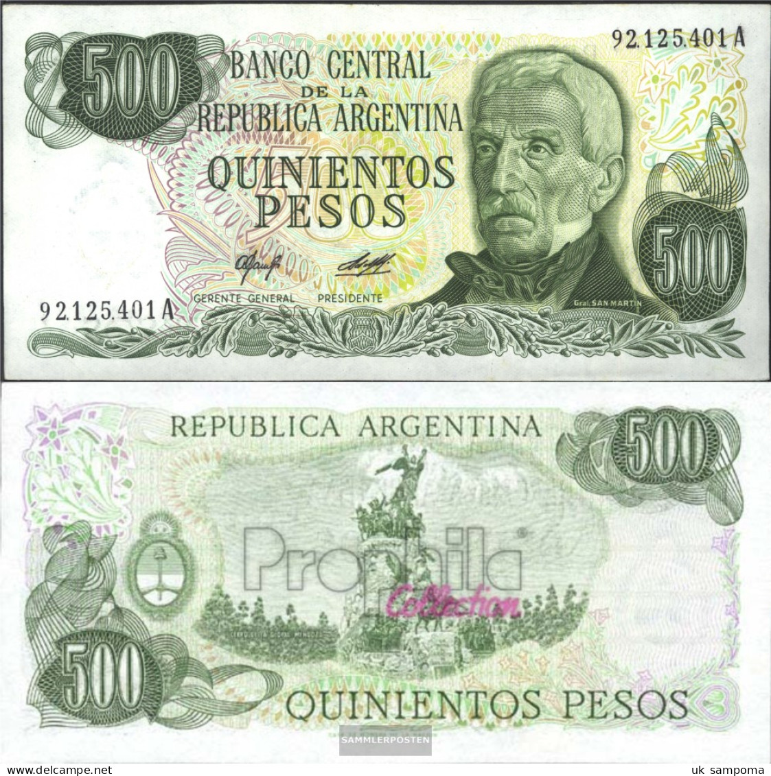 Argentina Pick-number: 303a Uncirculated 1977 500 Pesos - Argentina