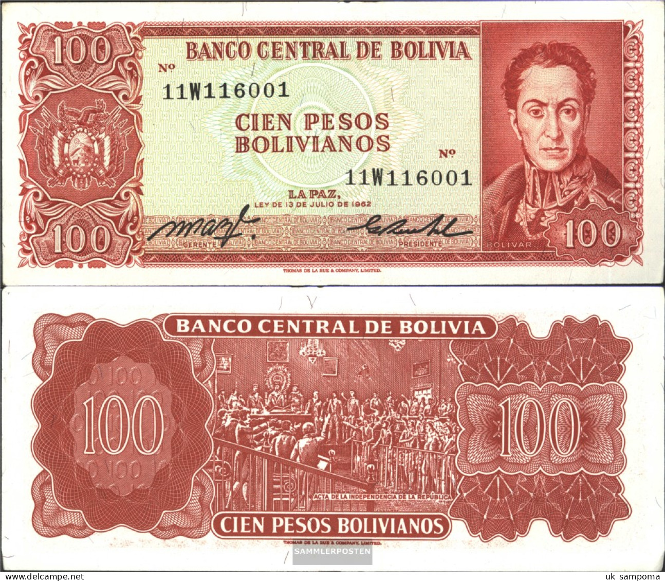 Bolivia Pick-number: 164a Uncirculated 1983 100 Pesos Boliv. - Bolivia