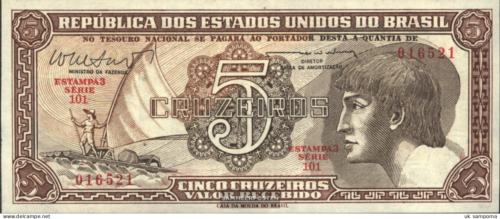 Brazil Pick-number: 166b Uncirculated 1961 5 Cruzeiros - Brasilien