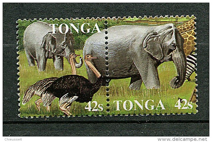 Tonga ** N° 660 - 661 (ref. Michel Au Dos) - Elephants, Autruches - - Tonga (1970-...)